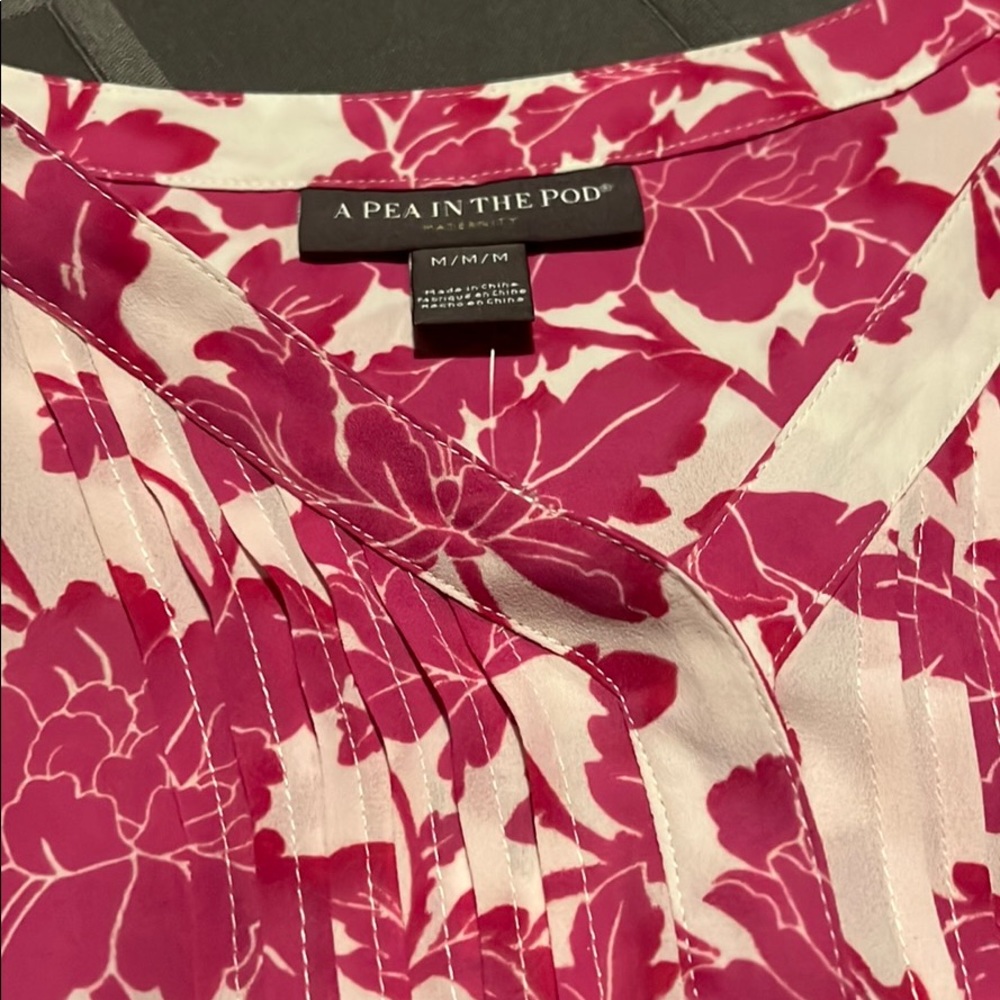 Brand new hot pink and white maternity blouse